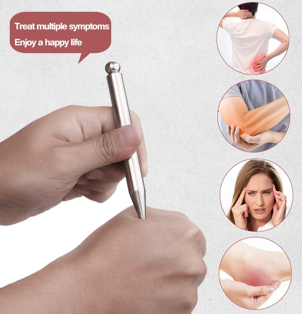 Stainless Steel Manual Acupuncture Pen-Deep Tissue Massage Tool- Reflexology Trigger Point Massage Tools for Relief Pain Full Body Relaxing Self-Massage Acupressure Bar: Health & Personal Care