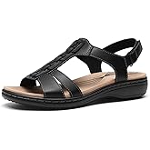 DREAM PAIRS Women's Arch Support Sandals Comfortable Thong T-Strap Orthotic Casual Beach Walking Summer Flat Sandals