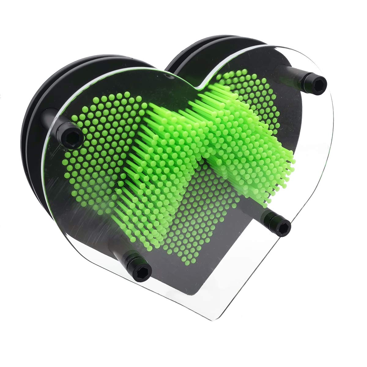 MICKYU Small Pin Art Board Game Classic Plastic 3D Pin Point Impression Office Desk Toy Sculpture for Children Adults, 5.7 x 5.5 inches, ( Green, Love )