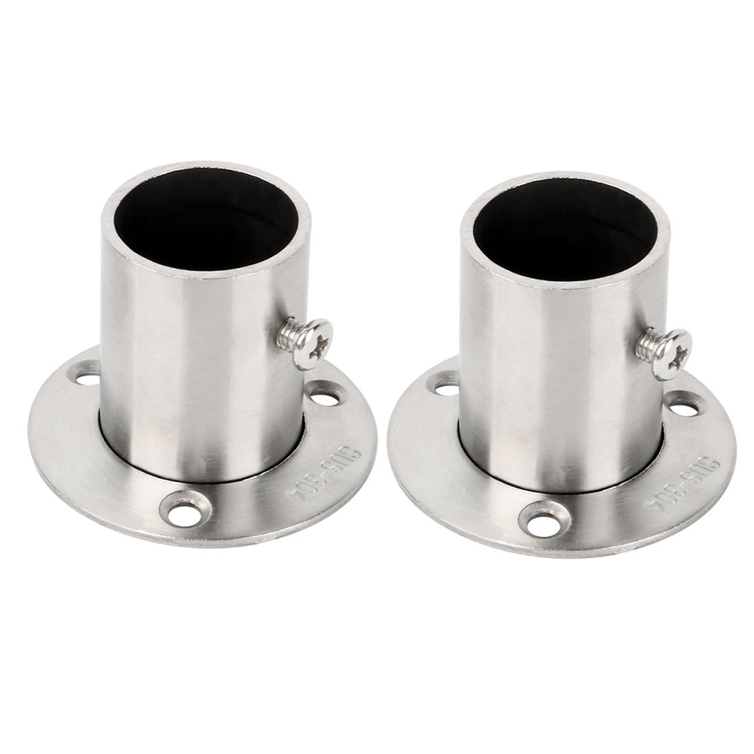 sourcingmap 304 Stainless Steel Clothes Closet Rod Bracket Flange Lever Support Holder Hanger Pole 0.8 Inch Dia 2pcs