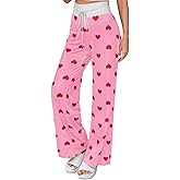 X-Image Women's Comfy Pajamas Drawstring Stretch Floral Print Long Wide Leg Lounge Pants