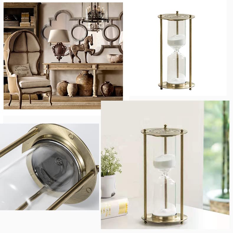 Embossed Golden Hourglass Timer - 15 Min, Desk Decor for Vintage & Office, Wedding Gifts (B)