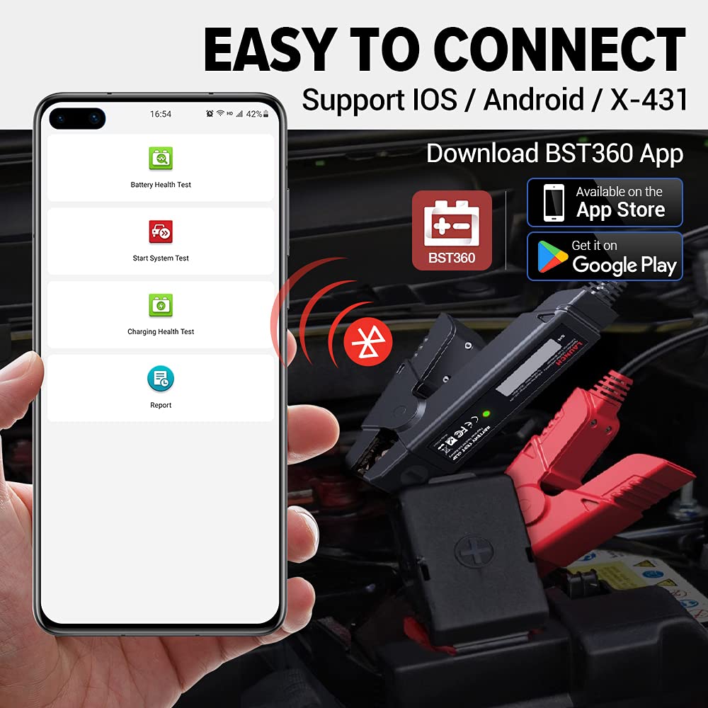 LAUNCH BST360 Autobatterijtester 12 V, 100-2000 CCA Bluetooth, auto- batterijanalysator, gezondheidstests voor auto, vrachtwagen, motorfiets, ATV, SUV, boot, jacht LAUNCH BST360 Autobatterijtester 12 V, 100-2000 CCA Bluetooth, auto- batterijanalysator, gezondheidstests voor auto, vrachtwagen, motorfiets, ATV, SUV, boot, jacht