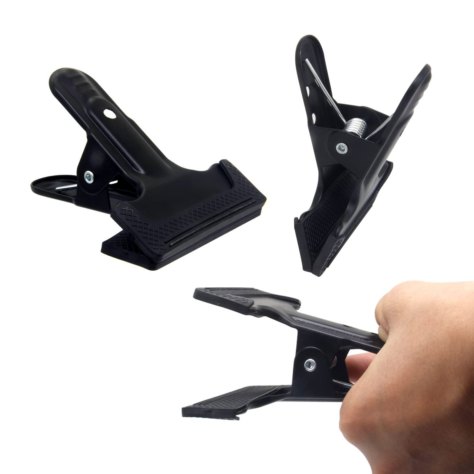 Photo 1 of 2 Pack 4-1/4" Heavy Duty Spring Clamps Clips, Black Metal Rubber Hinge Clip File Clamps for Photography Background Stands, Home Improvement Projects (2.17" Opening)