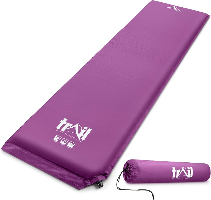 Trail Outdoor Leisure Trail Self-Inflating Camping Mat 5cm Purple 186x53x5cm