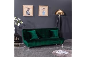 SFYZ HOME Velvet Armless Futon Slipcover,Stretch Silver Fox futon Cover, Modern Solid Color Sofa Bed Cover for for Futon Folding Bed Sofa (Dark Green,S-47.2-59in/120-150cm)