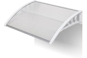 Outvita 39"x32" Window Awning Canopy, Polycarbonate Front Door Patio Cover for UV, Rain, Snow & Sunlight Protection, Stylish Brown Panel with Black Bracket