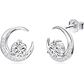 Moon Stud Earrings For Women 925 Sterling Silver Moissanite Earrings Dainty Crescent Moon Earring Stud Gift Jewelry For Her