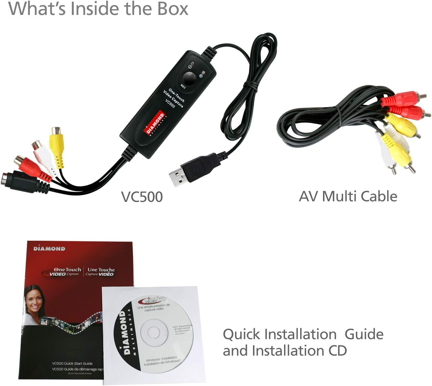 Diamond VC500 USB 2.0 One Touch VHS to DVD Video Capture Device with Easy to use Software, Convert, Edit and Save to Digital Files For Win7, Win8 and Win10: Computers & Accessories