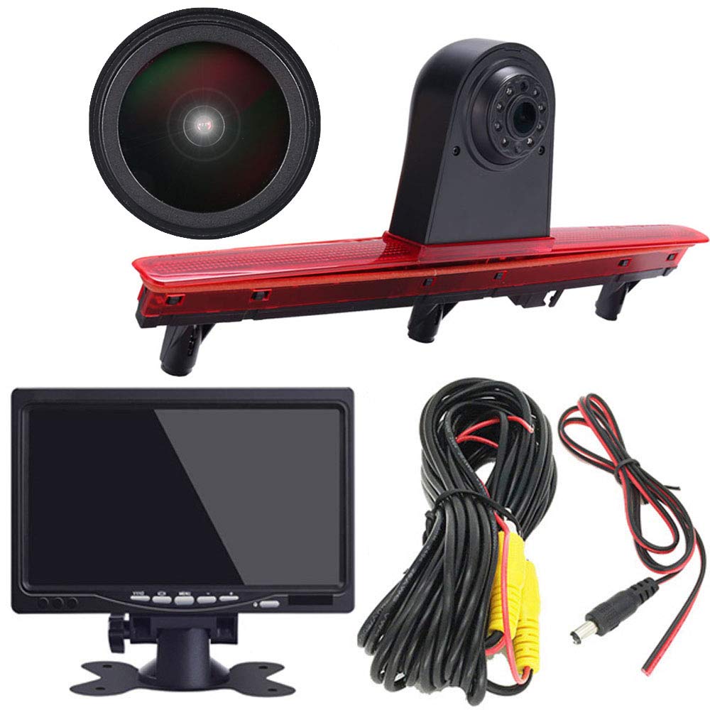 7'' Inch TFT LCD Auto Monitor + 1280x720 Pixel 1000 TV Lines Parking Camera, HD Night Vision Rear View Backup Camera for VW T5 Bus Transporter VAN Multivan Caravelle Bussiness Car 2003-2015 Bj VAN