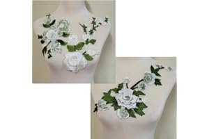 ZALALAA 3pcs Flowers Embroidered Patch Sticker for Clothing Jacket Jeans Lace Applique DIY Clothes Decorations Fabric Patches (White C)