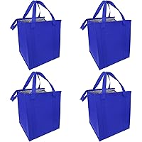 Reusable Insulated Grocery Bag Food Delivery Bag Thermal Cooler Bag with Zipper Closure Non Woven Fabric Good for Shopping Pr