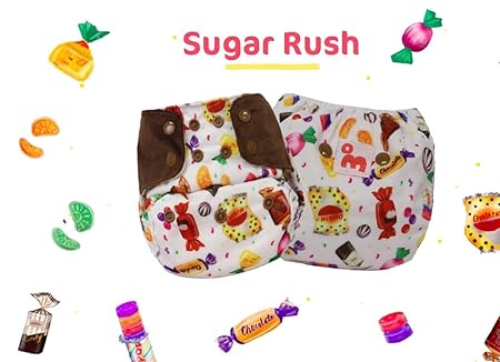 Superbottoms Cloth Diapers - Super Trim Supersoft Reusable Cover Diaper with 1 Stay-Dry Soaker [Day Time Use] (Sugar Rush)