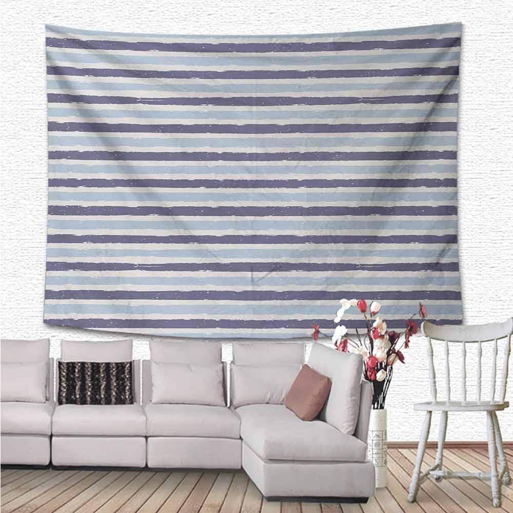 Harbour Stripe Wall Tapestry Hanging, Abstract Soft Toned Sketchy Horizontal Stripes Artistic Pattern Light-Weight Polyester Fabric Wall Decor, 90"x60", Baby and Cadet Blue (230cmx150cm)