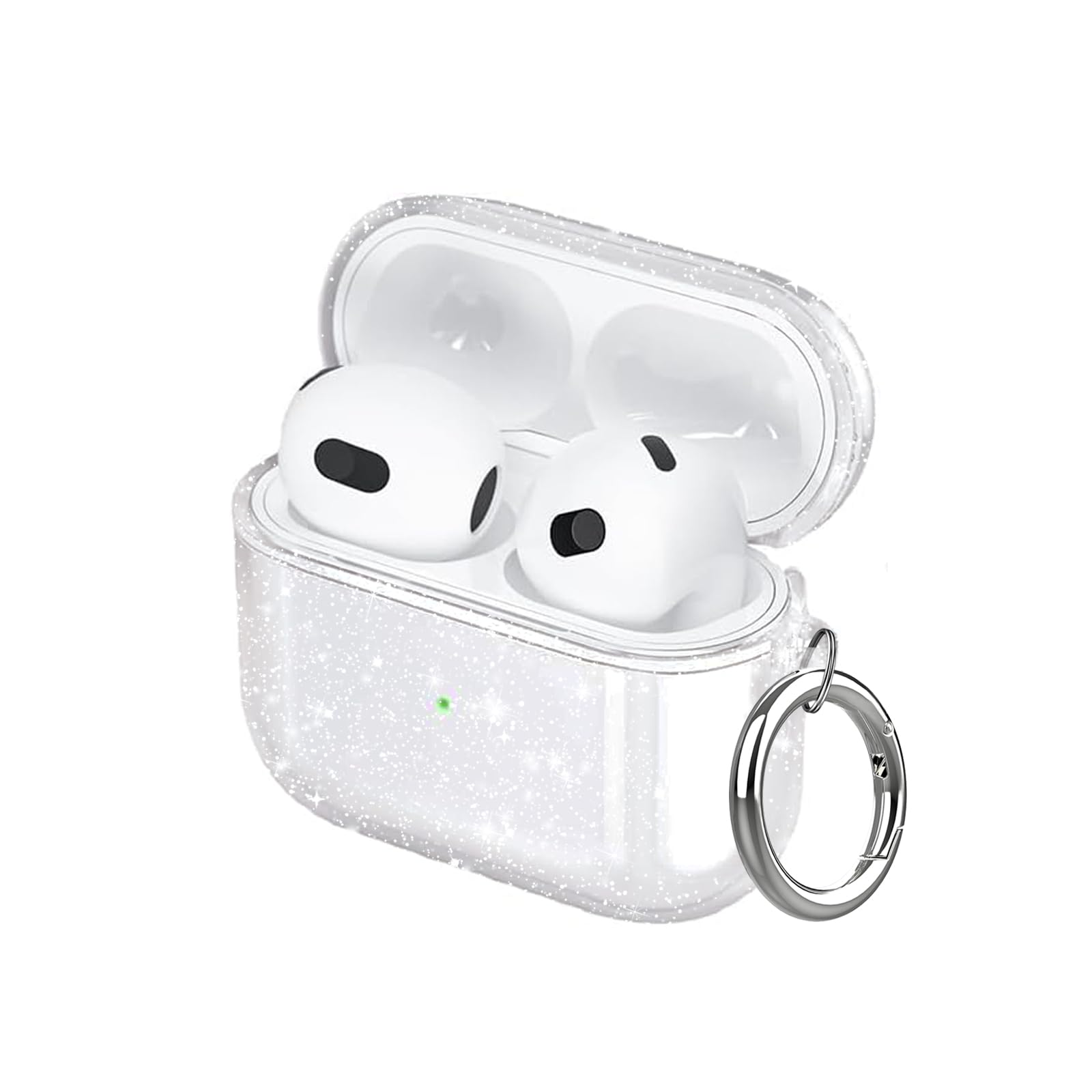 Photo 1 of Aircawin for Airpods 4 Case Clear Glitter,Sparkle Bling Design for Airpods 4th Generation Cover 2024,Full Protective Shockproof Soft TPU for Airpod 4 Charging Skin with Carabiner Women Girlrs-Clear
