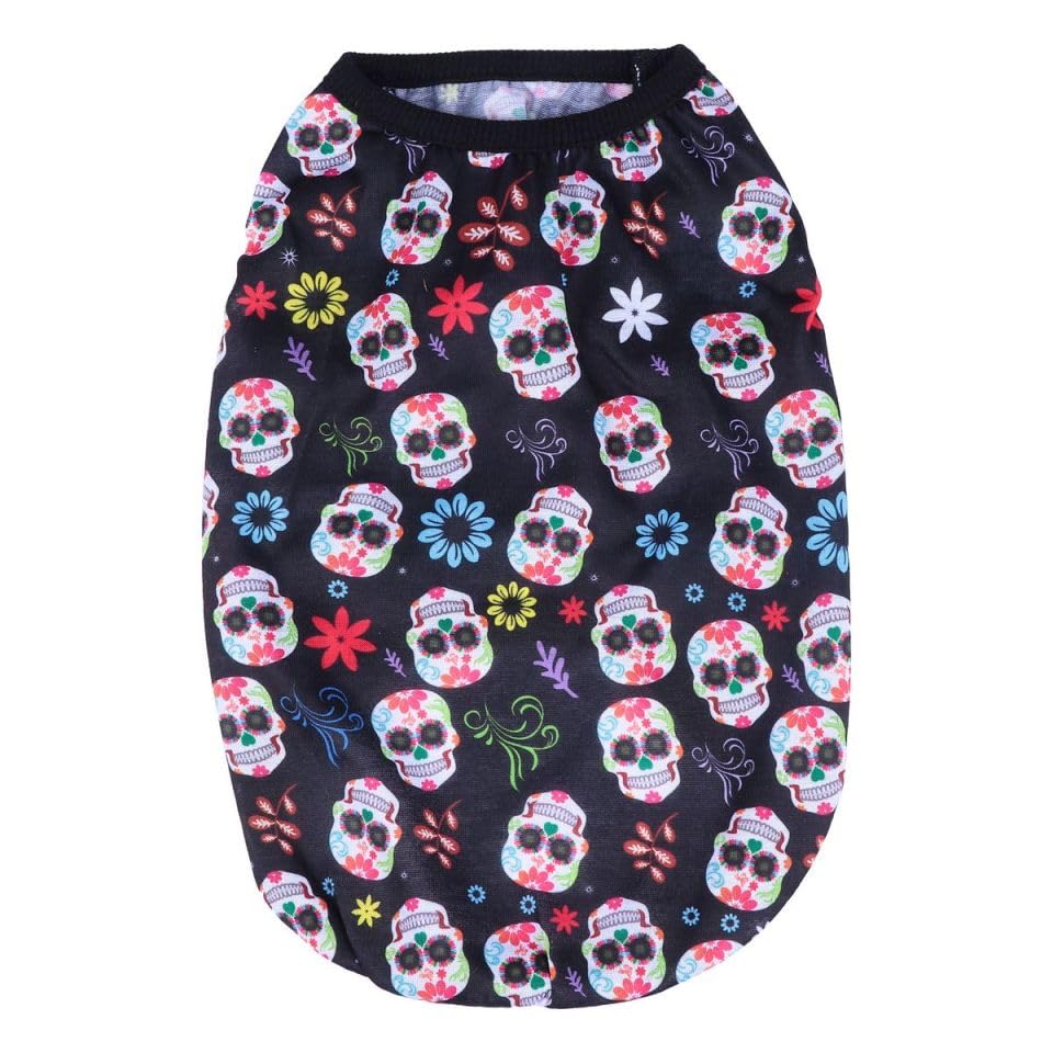 Hohopeti Dog Halloween Costume Skull Sweatshirt Adjustable Warm Pet Clothes for Party and Daily Wear