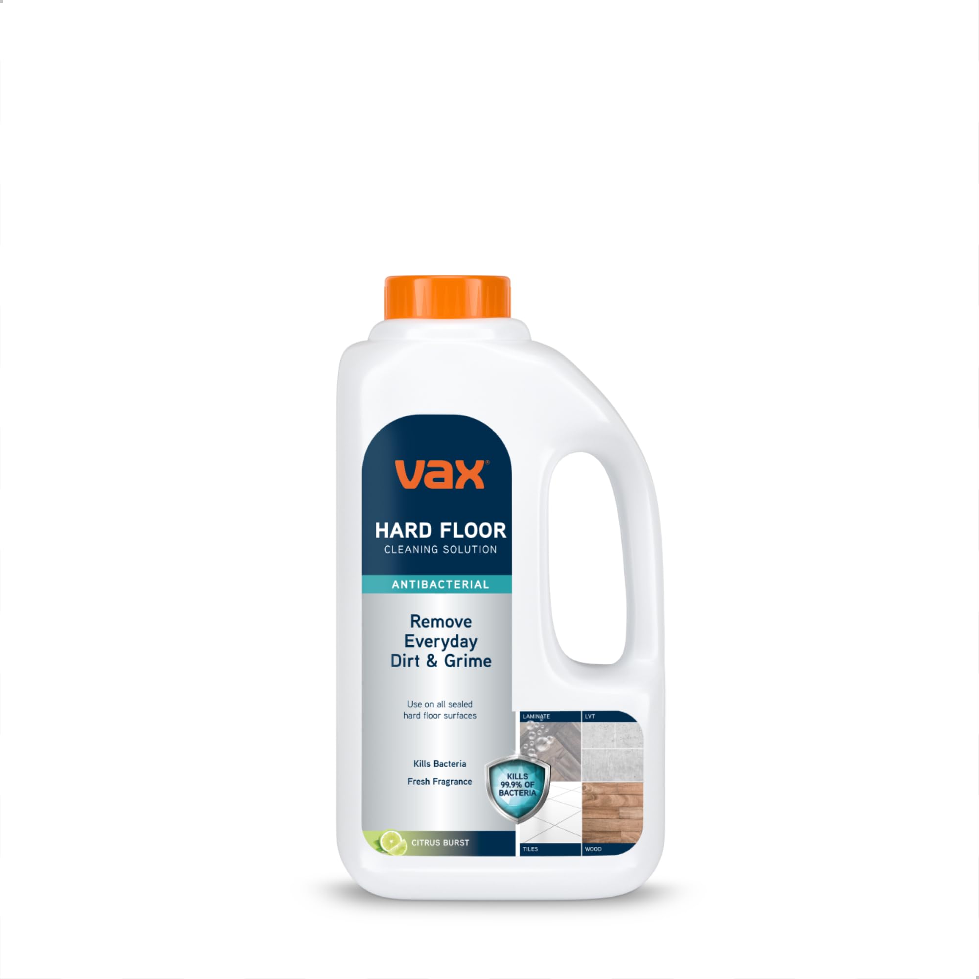 Vax 1L Hard Floor Antibacterial Cleaning Solution, Citrus Burst Scent, Removes 99.9% of Bacteria, 1-9-142276, Silver
