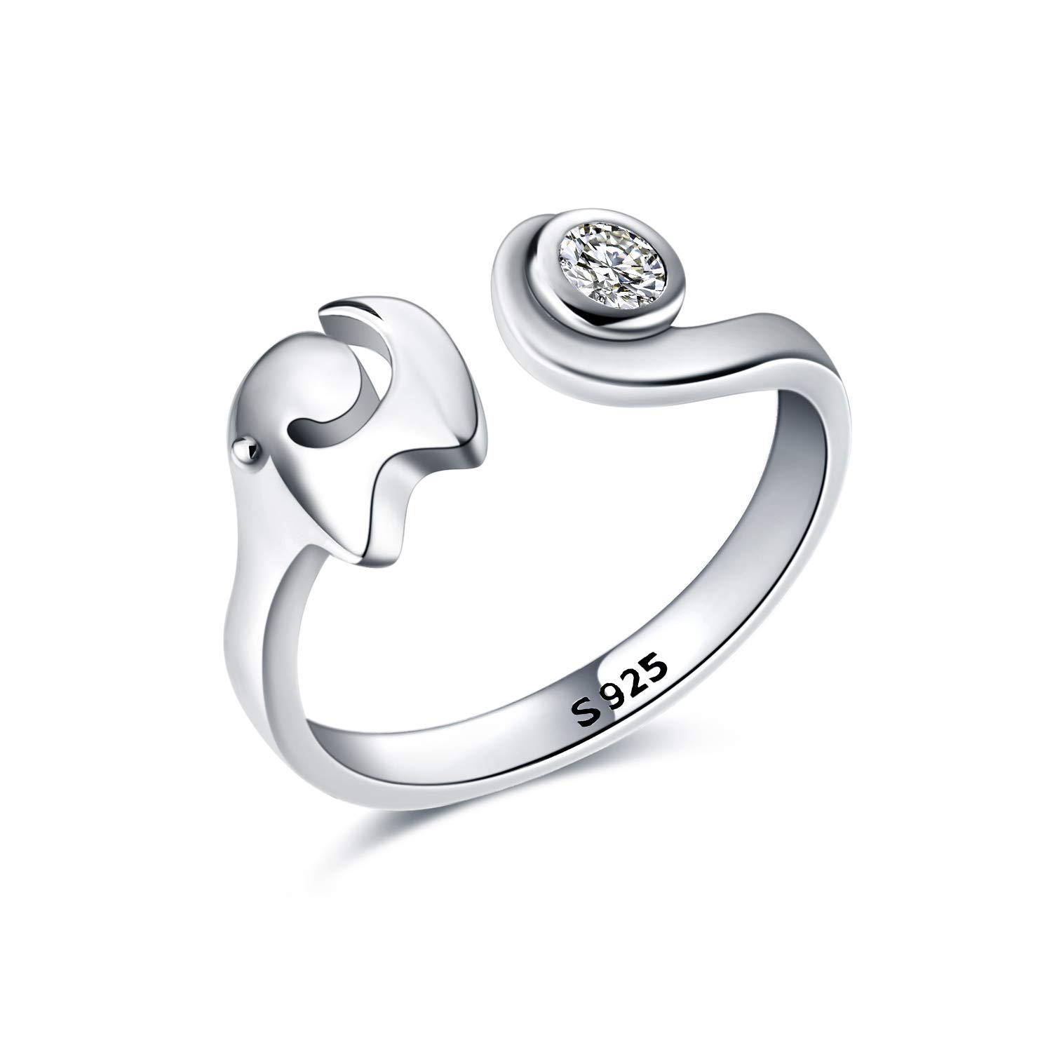 VENACOLY Elephant Ring Sterling Silver Adjustable Elephant Ring Elephant Jewellery Birthday for Women Girls