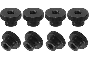 uxcell Knurled Thumb Nuts, 8Pcs M6 Carbon Steel Nut High Head Through Hole for 3D Printer Part, Black