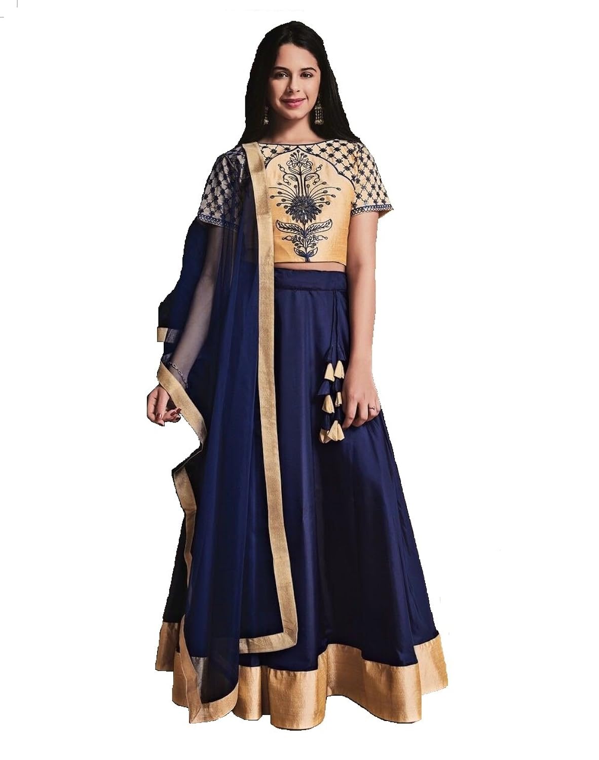 sat creation women's taffeta silk lehenga choli (blue_medium)