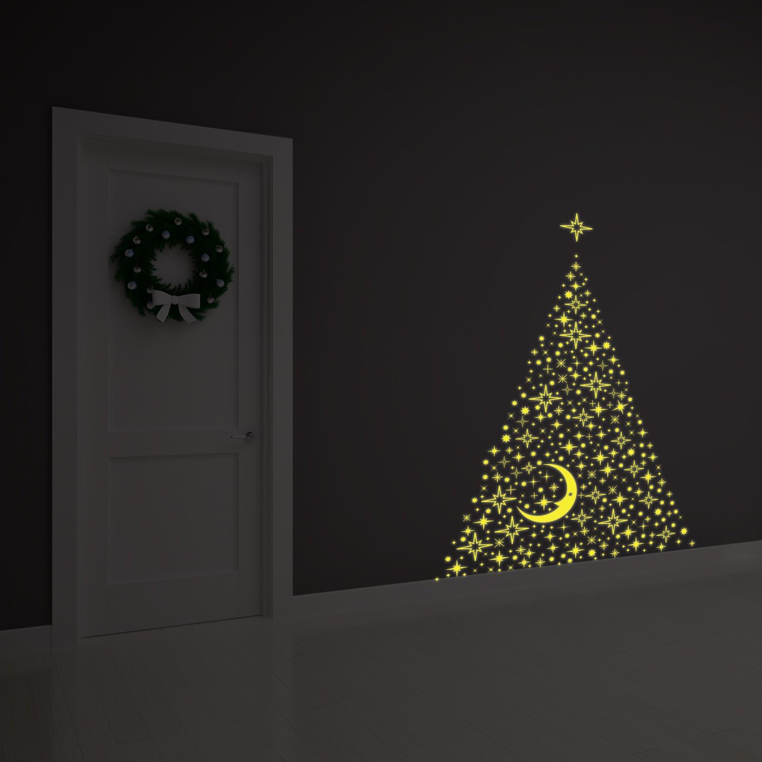 Walplus 120 x 90 cm "Moon & Stars Glow in the Dark Tree" Removable Christmas Wall Stickers Murals Nursery Office Home Decoration - Image 3