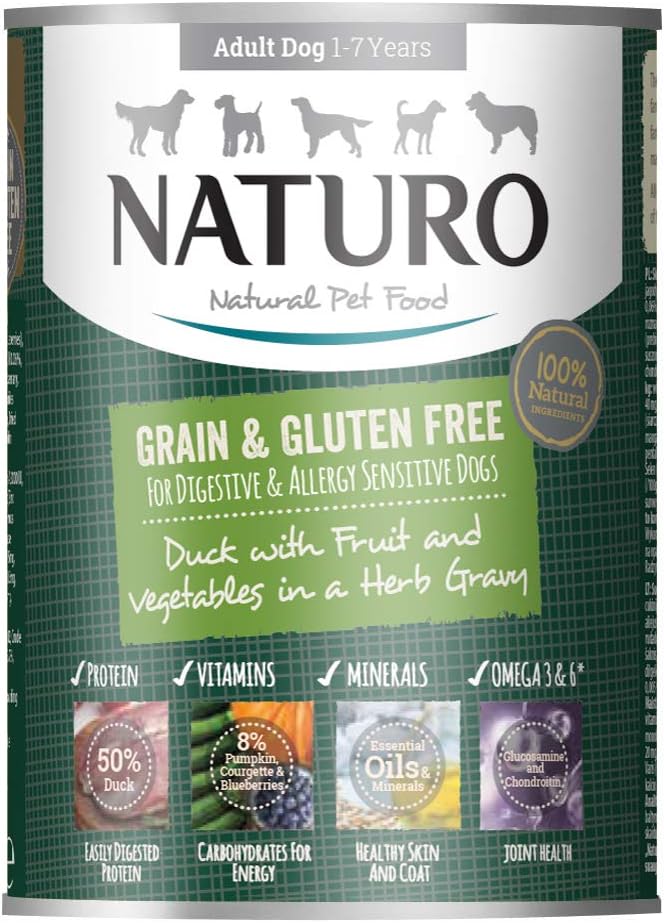 Grain & Gluten-Free Duck Wet Food Can in a Herb Gravy for Adult Dogs 390g x 12, Clear, 390 g (Pack of 12)