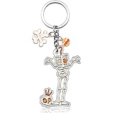 SUDIKUB Goth Keychain Cute Skull Keychain Halloween Gifts For Women Man Kids Adult Boy Teens Girl Acrylic Cool Skeleton Keychains Spooky Bone Keyholder