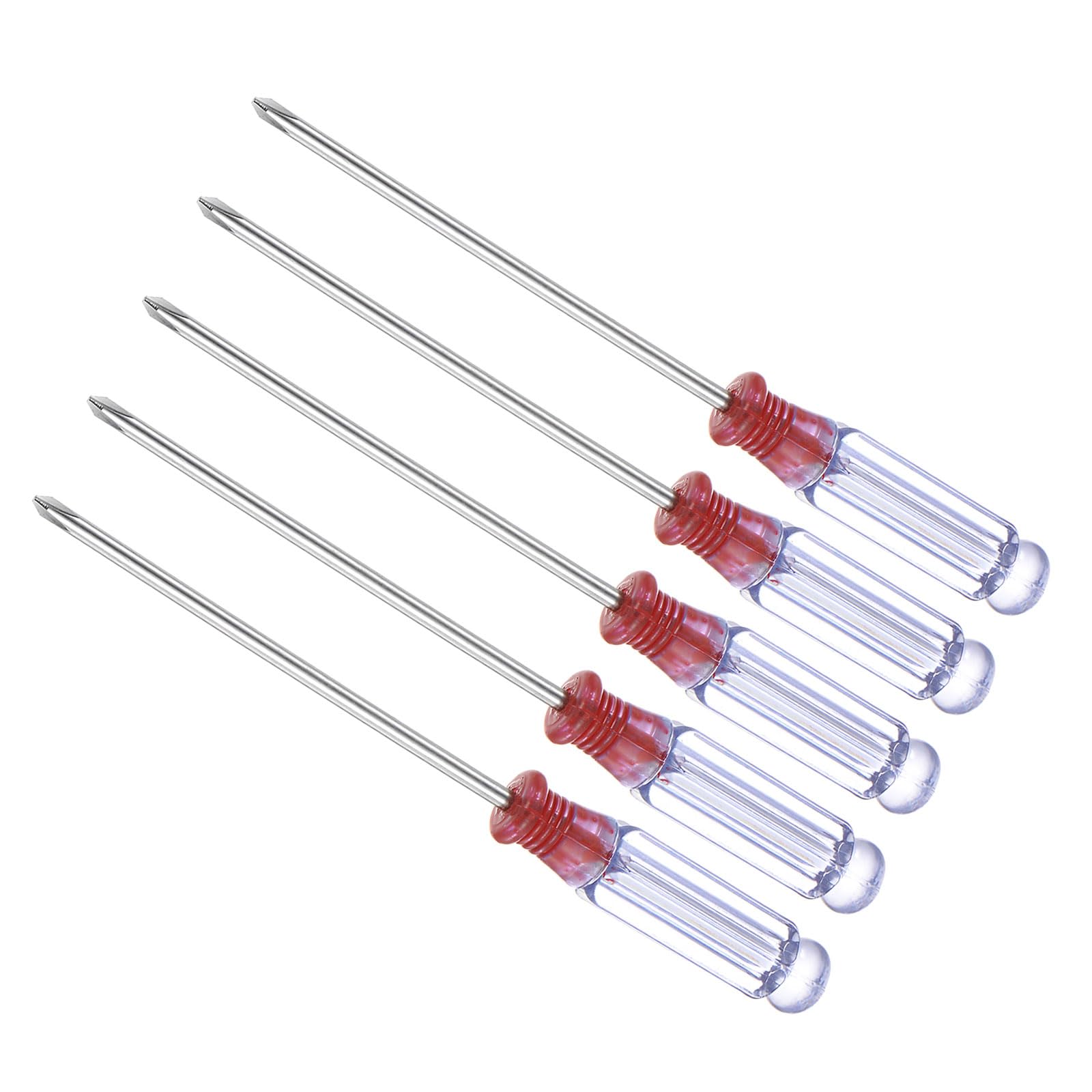 CoCud Mini Phillips Screwdriver, 3.0mm Size 127mm Length, Carbon Steel Small Cross Head Screwdrivers Red - (Applications: for Glasses, Watch or Laptop), 5-Pieces
