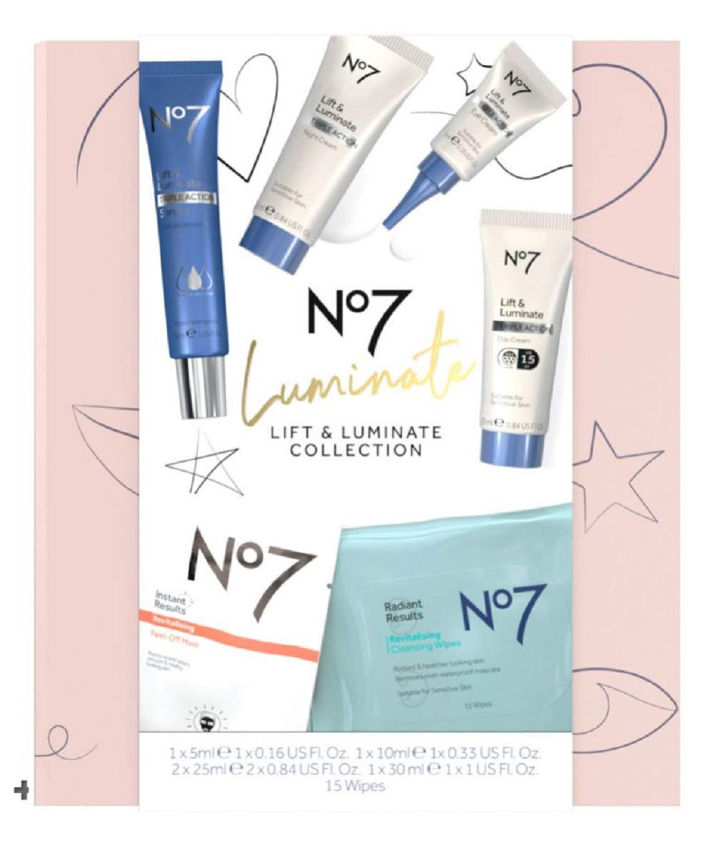No7 The Best Of Lift & Luminate Collection Day/Night/Eye Cream Serum Mask Cleansing Water