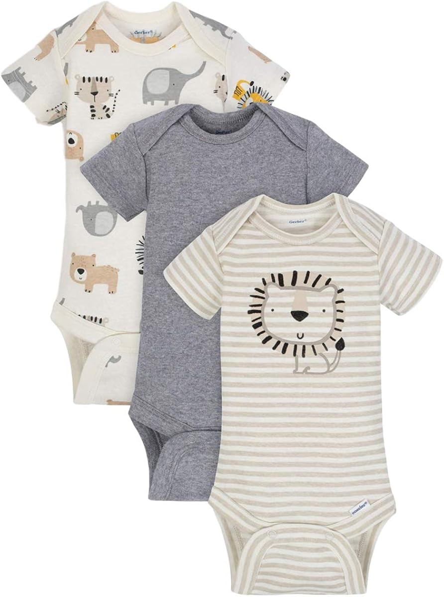 Gerber Organic Cotton Baby Boy Onesies Bodysuits 3Pack, Size Preemie (Lion) Clothing