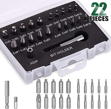 Keadic 22pcs Multipurpose Broken Bolt Extractor Screw Remover Set