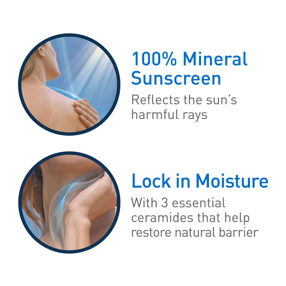 CeraVe 100% Mineral Sunscreen SPF 30 | Face Sunscreen with Zinc Oxide & Titanium Dioxide for Sensitive Skin | 2.5 oz, 1 Pack: Beauty