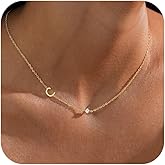 Initial Necklaces for Women,14K Gold Plated CZ Sideways Letter Necklace Dainty Small Cute Gold Initial Necklace Personalized Custom Name Choker Necklaces for Women Non Tarnish Jewelry Aesthetic Stuff