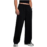 VIPWOLF Men's Stacked Baggy Sweatpants Drawstring Waist Straight Leg Track Pants Streetwear