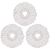 Spin Mop Replacement Heads, 6.3 Inch Microfiber Mop Refills Compatible with Hurricane, Mopnado, Simpli Magic and Other 360&deg; Spin Mop Systems, Round Standard Universal Mop Pads (White) - 3 Pack