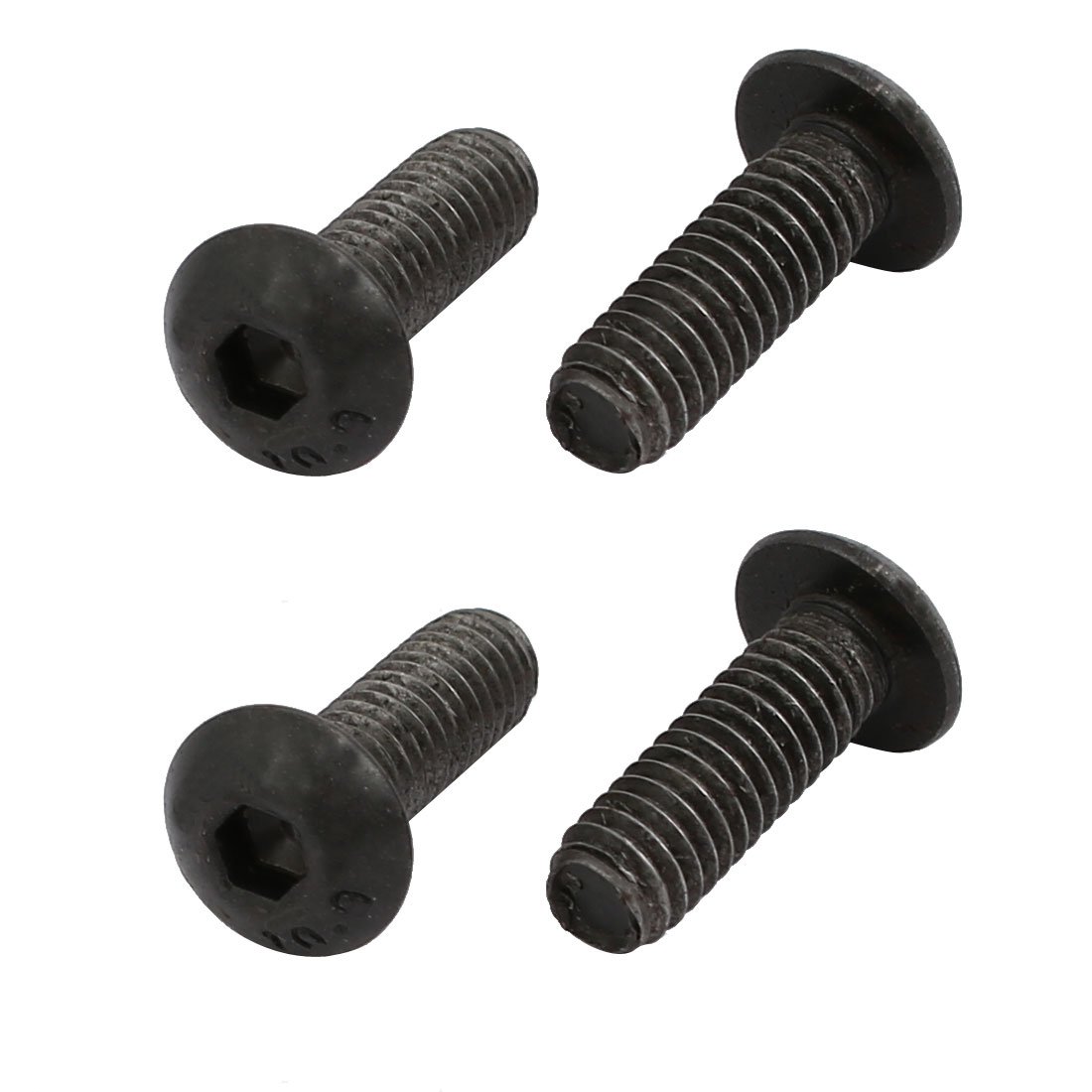 Sourcingmap 4pcs M4x12mm 10.9 Grade Hex Socket Reverse Left Hand Thread Screw Bolt Black