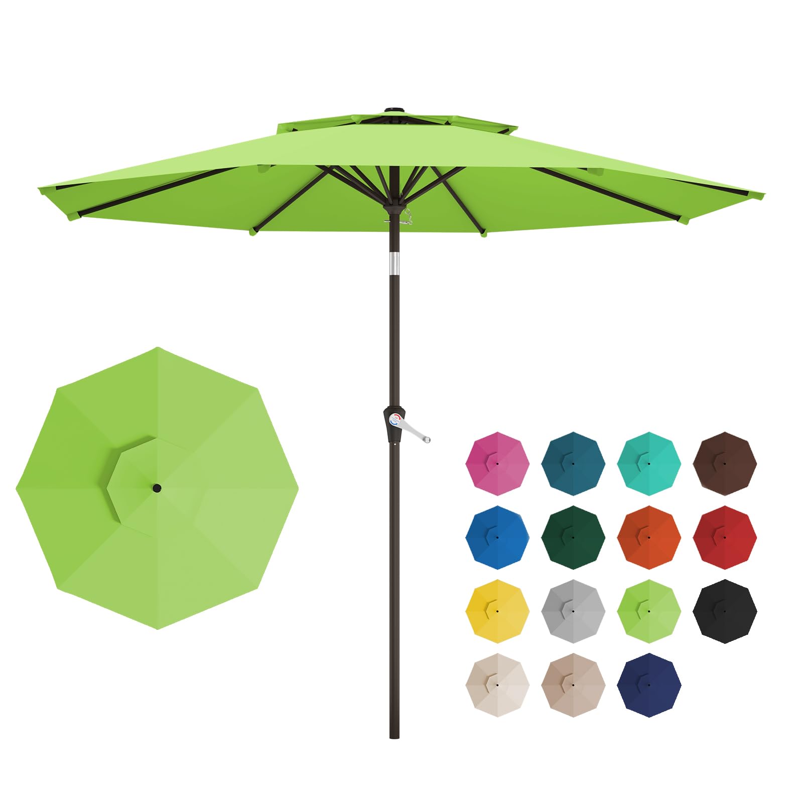 AreShark 10FT 2-Tiers Outdoor Patio Umbrella, Outdoor Table Umbrella with Push Button Tilt and Crank, Vented Large Market Umbrella 8 Sturdy Ribs UV Protection for Pool, Backyard, Garden (Apple Green) Image AreShark 10FT 2-Tiers Outdoor Patio Umbrella, Outdoor Table Umbrella with Push Button Tilt and Crank, Vented Large Market Umbrella 8 Sturdy Ribs UV Protection for Pool, Backyard, Garden (Apple Green) Image