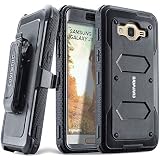 COVRWARE Aegis Series Compatible with Galaxy J3 (2016)/ J3 V/Sky/Sol/ j36/ j36V/Amp Prime/Express Prime Full-Body Holster Armor Case with Built-in Screen Protector, Belt-Clip, Kickstand, Black