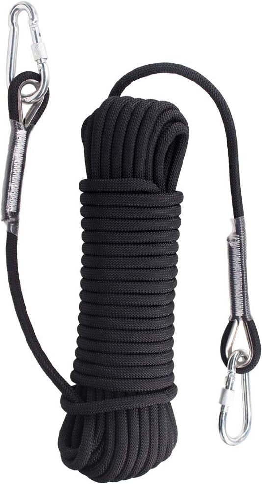 Huvai 20M (65feet) Outdoor Climbing Rope Rock Climbing Rope Escape Rope Ice Climbing Equipment Fire Rescue Parachute Rope Multipurpose Ropes 10 mm(0.39 inch), Black : Sports & Outdoors