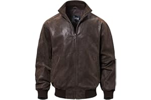 FLAVOR Men's Real Leather Bomber Casual Jacket