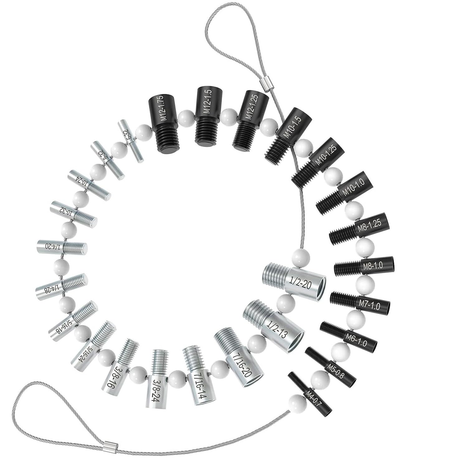 Nut & Bolt Thread Checker - 26 Male/Female Gauges Measuring Tool for Imperial and Metric Nuts, 14 Inch