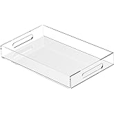 Acrylic Tray 15x10 with Cut Handles - Spill Proof Decorative Tray is an Ideal Countertop Organizer for Living Rooms, Ottoman Coffee Tables, Offices, Kitchens & Serving Guests