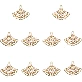 Yukfhgt Vintage Decor Fan-Shaped With Diamonds Charms 10 Pcs Copper Charms for Jewelry Making Bracelet Necklace Earring Pendant DIY Accessories