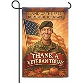 FLAGMEUP8386 Army Veteran Christmas Garden Flag 12x18 In Doublesided, Fall Harvest Hero Design, Military Outdoor Home Decor for Veterans Day, Patriot Day, Thanksgiving Festive Tribute