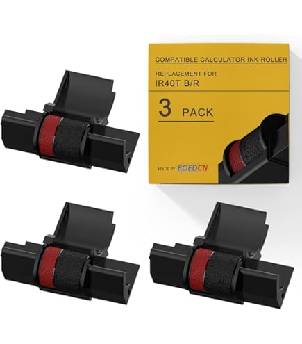3 Pack) Inkvo Compatible Replacement Calculator Ink Roller Red And Black IR -40T For Sharp EL-1750V, EL-1801V, Casio HR-100TM, EA772R, And Many More
