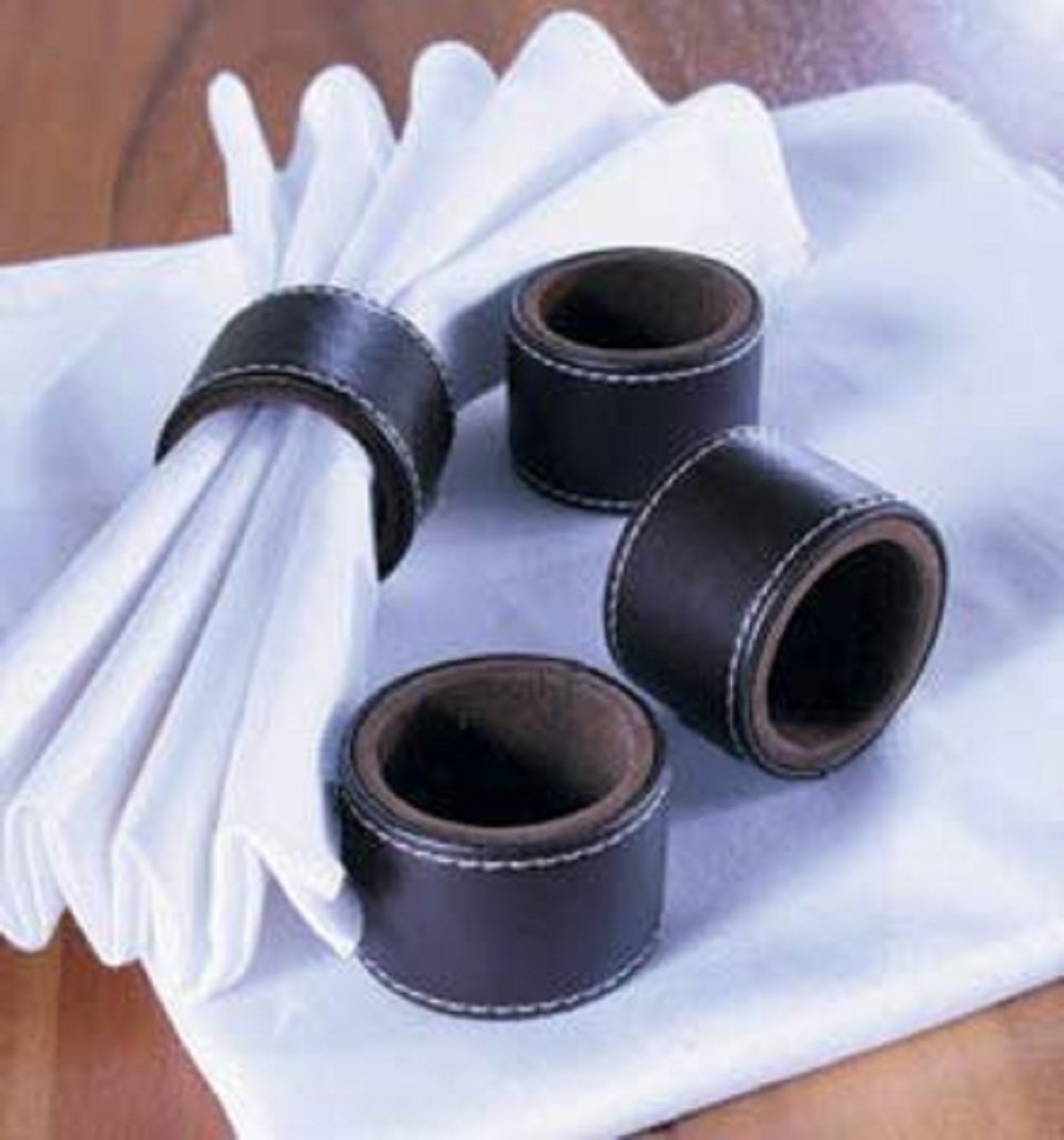 Betterware Brown Leather Napkin Rings Set of 4 Amazon.co.uk Kitchen & Home
