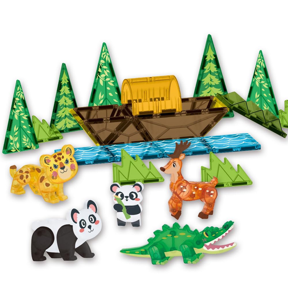 Voxifyx Magnetic Tiles Set Rare Animals Theme Toys, Magnet Tiles Building Blocks Toys for Kids Ages 3+
