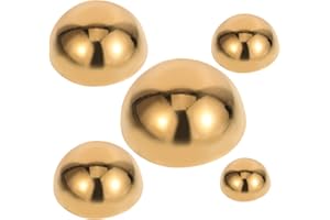 OSALADI 5Pcs Semi Gazing Ball Stainless Steel Garden Mirror Globe Polished Reflective Hemisphere Hollow Semi Ball for Home Pond Outdoor Decor (Golden)