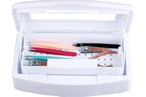 LXIANGN Nail Art Tool Sterilizer Tray,Plastic Clean Sterilizing Box Storage Organizer for Nail,Tweezers,Hair Salon,Spa & Cutter Manicure Equipment (White)