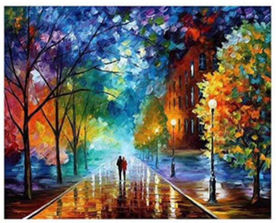 TAOGIFT DIY 5D Full Drill Diamond Painting by Number Kits Arts Craft Canvas Paint with Diamonds Crystal Embroidery Painting for Home Wall Decor - Love Night Street (40X30CM)